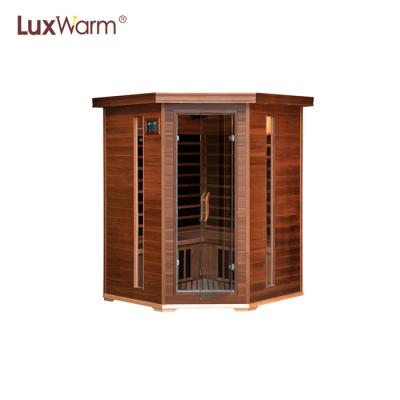 China Computer Control Panel Red Cedar Wood Sauna Cabins Portable Far Infrared Dry Sauna Room for sale