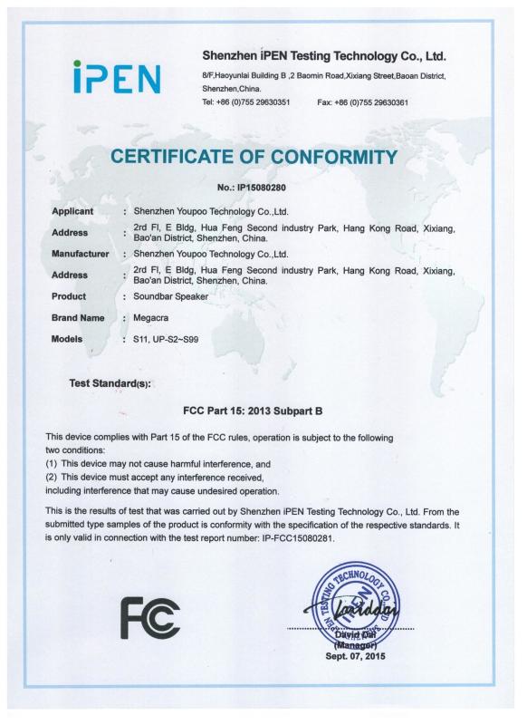 FCC - Shenzhen Youpoo Technology Co., Ltd