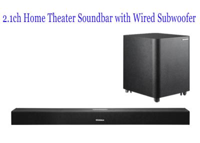 China Black 2.1 Channel Speaker Sound Bar With Wooden Subwoofer For Home Cinema System for sale