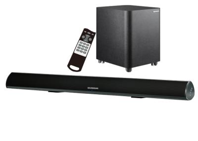 China 110W Virtual Surround Sound Bar With Wired Wooden Subwoofer / Bluetooth for sale