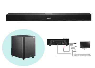 China High End Bluetooth TV Soundbar with Subwoofer 2.0 Channel Wall Mounted for sale