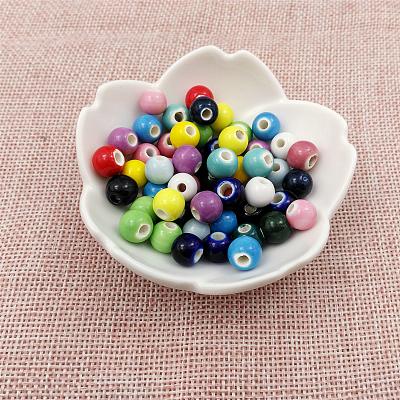 China Vintage 8Mm Solid Color Ceramic Beads Loose Beads Color Luster Beads High Temperature Diy Jewelry Accessories Weaving Material for sale