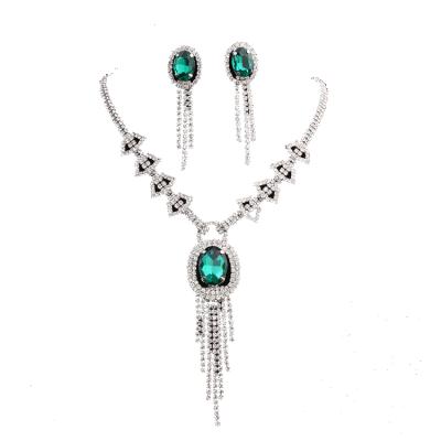 China CLASSIC hot sale earrings necklace set gemstone diamond bridal wedding jewelry set for ladies and girls for sale