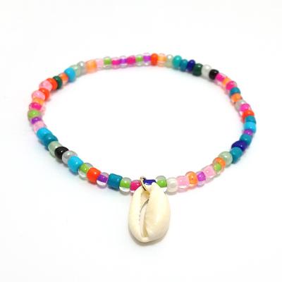 China FASHIONABLE Mixed Color Rice Pearl Shell Foot Chain Resin Ladies Fashion Jewelry Bohemian Foot and Leg Anklet for sale