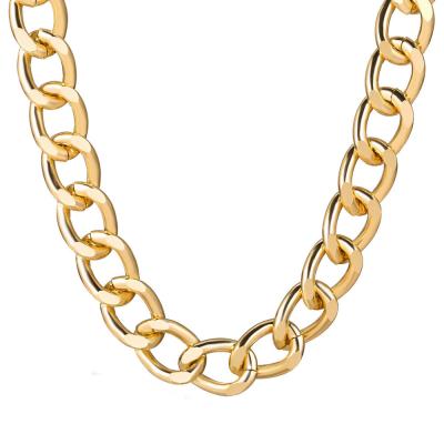 China Thick Chain Statement Hip Hop Big Chunky Aluminum Choker Necklace Miami Cuban Choker Necklace Women Jewelry Gold Trendy Punk Color for sale