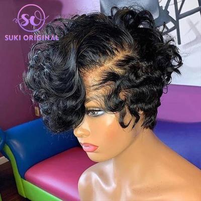 China Peruvian short curly curly hair pixie cut lace wigs, blonde pixie wig 613, pixie cut wig hair hd lace wigs for sale