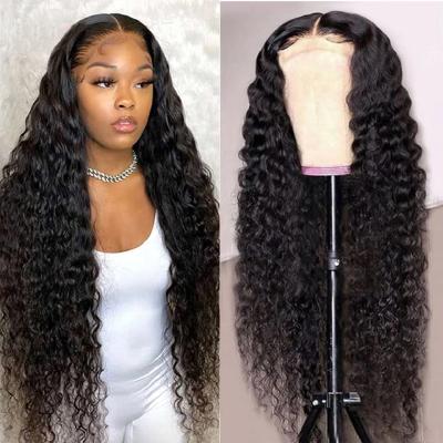 China Deep Wave Suki Original Grade 12a Pre Plucked Natural Black Human Hair 1B Wig Unprocessed European Deep Wave Full Lace for sale