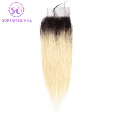 China Straight Hair Highknight Blonde 1B 613 Colors Hair Bundles With Lace Closure 4x4 Hd for sale