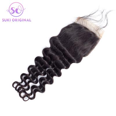 China Cheap Transparent Swiss Brazilian Human Hair Closure 4x4 5x5 6x6 7x7 Full Lace Human Hair Hd Loose Deep Weave for sale