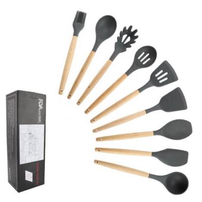 China Amazon stocked top selling kitchen utensils accessories silicone suit cookware set 11 pieces kitchenware set spatulas for sale