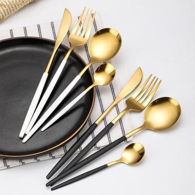 China 2021 Viable New Design Silverware Flatwar Brass Knives And Forks 24Pcs Wedding Flatware for sale