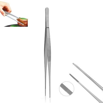 China Stocked 304 Stainless Steel Kitchen Utensils GRILL Tweezers Food Clip Polished Kitchen Tweezers Rust Proof for sale