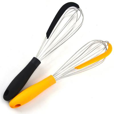 China Viable High Quality Beater With Silicone Narrow Handle Stainless Steel Egg Beater Silicone Heat Resistant Scraper for sale