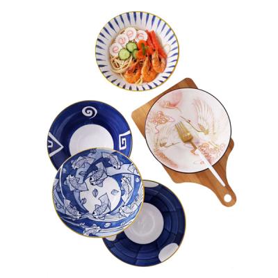 China 8 Inch Viable High Quality Creative Ceramic Noodle Soup Lamian Noodles Roll Cap Lamian Noodle Salad Bowl for sale