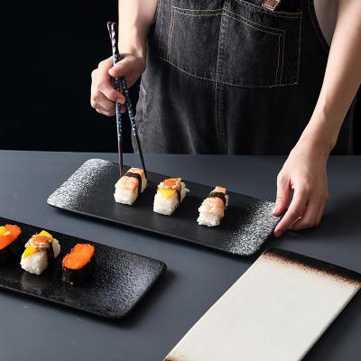 China Sustainable Rectangular Ceramic Western Food Dish Creative Sushi Plate Japan Marble for sale