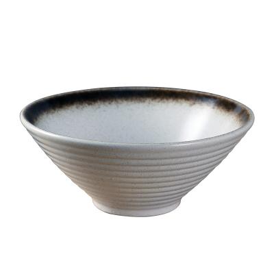 China New Viable Creative Ceramic Line Ramen Bowl Noodle Design Japanese Style Japanese Bowl for sale