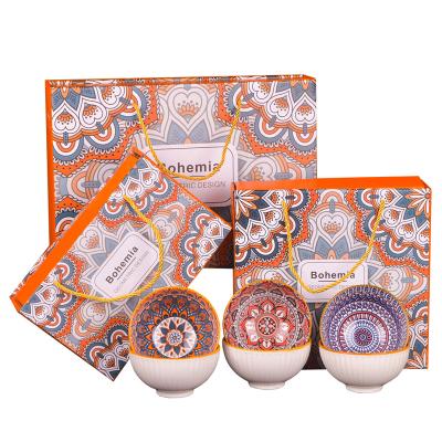 China Bohemian Viable 4.5 Inch China Bowl Gift Dinnerware Set For Friends With Custom Gift Box Logo for sale