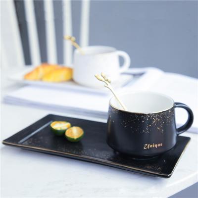 China Viable Starry Saucer Tea Luster Fashion Coffee Cup Ceramic Cup Set for sale