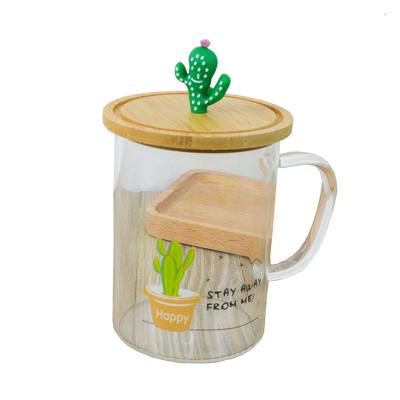 China Viable Hot Sale Reusable Drinking Cactus Single Wall Printed Glass for sale