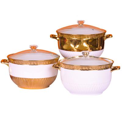 China Viable Creative Household Soup Ceramic Pot With Lid Glass Ears Bowl Big Instant Noodle Bowl for sale