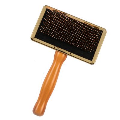 China Long Handle Dog Hair Slicker Sustainable Woodland Mold Deshedding Brush for sale