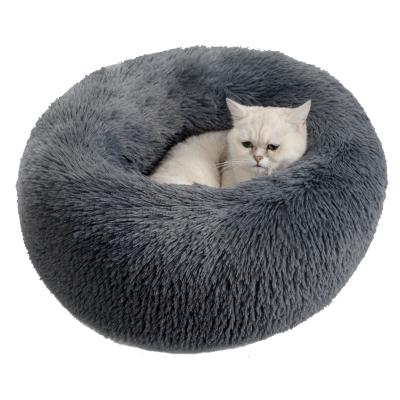 China Universal Comfortable Donut Pet Bed Plush Soft Beds Heating Cushion for Dogs Cats Cozy and Warm Cuddler for sale