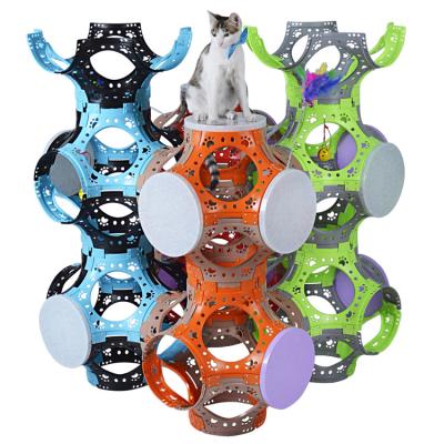 China New Design Sustainable Cat Toy Cat Castle House Interactive Cat Toy Tower for sale