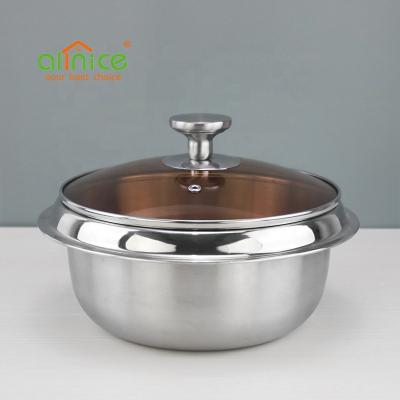 China Allnice Suppliers Good Quality Kitchen Cookware Stock Pots Sustainable Stainless Steel Soup Pot With Glass Lid for sale