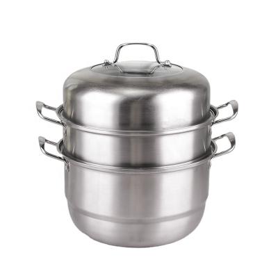 China Hot selling kitchen stocked stainless steel steamer pot household two layers of steamer pot cookware for sale