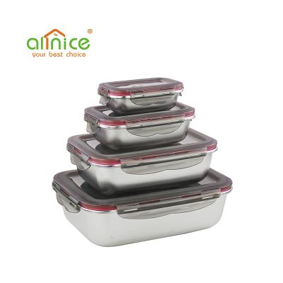 China Freshness Keeping Novelty Household Used Kitchenware Multiple Sizes Stainless Steel Storage Airtight Food Container With Lid for sale