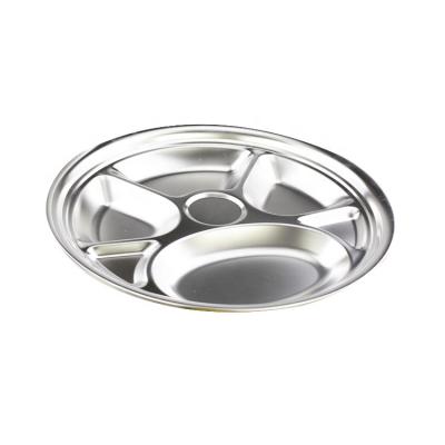 China China Sustainable Suppliers Thai Style Round Stainless Steel 201 Compartment Fast Food Dish For Sale for sale