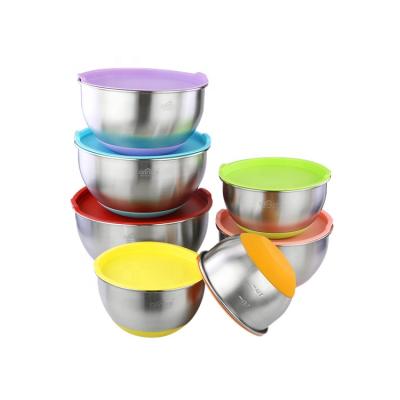 China Sustainable Home Restaurant Used Multiple Sizes Stainless Steel Mixing Bowls Salad Bowl With Silicone Bottom for sale