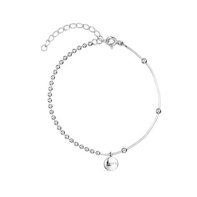 China FASHIONABLE 925 Sterling Silver Lucky Doudou Bracelet Niche Design Style Simple Jewelry Cold Lucky Letter Mark for sale