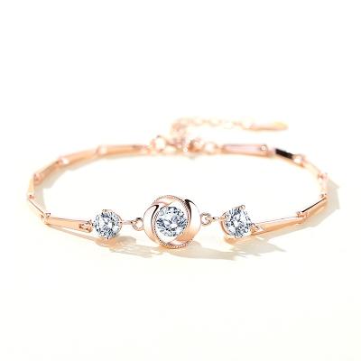 China FASHIONABLE Jewelry Temperament Zircon S925 Sterling Silver Rose Bracelet Female Mori Creative Flower Versatile Bracelet for sale