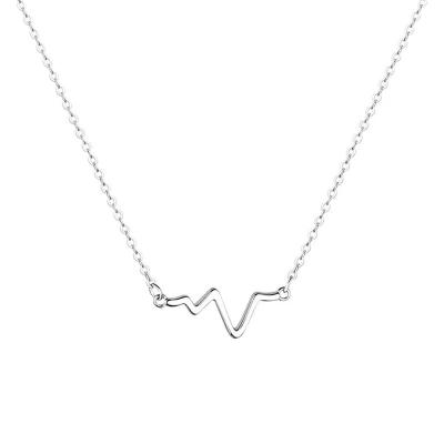 China FASHIONABLE clavicle chain heartbeat design minority simple 925 Sterling Silver Heartbeat Necklace Female lightweight luxury for sale