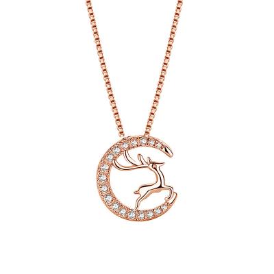 China FASHION Fawn Necklace Sterling Silver Women Have You Completely Senator Link Clavicle Chain Fashion Elks Necklace Pendant Jewelry for sale