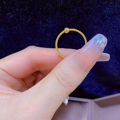 China TRENDY Braided Rope Gold Pearl Chain Ring Small Transfer Pearl Fashion Ring for sale