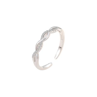 China CLASSIC sterling silver braided ring women's 925 sterling silver braided ring open index finger ring zircon s925 twist open zircon twi for sale