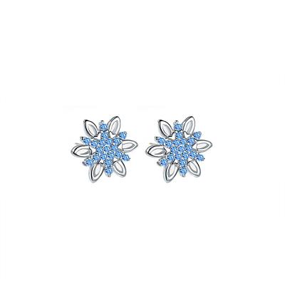 China Mori Niche Design Diamond Stud Earrings Flower Snowflake Earrings FASHIONABLE Hex Stud Earrings Female for sale