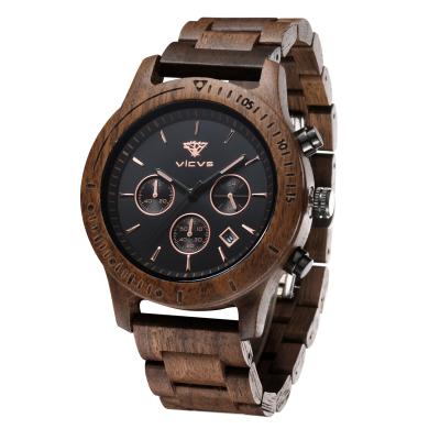 China Bamboo Watch Men Reloj De Bambu Chronograph OEM ODM Madame Wood Watch Wood Dial Quartz Wrist Watch for sale