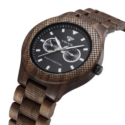 China Amazon Best Selling Chronograph Men's Classic Vintage Wooden Watch for sale