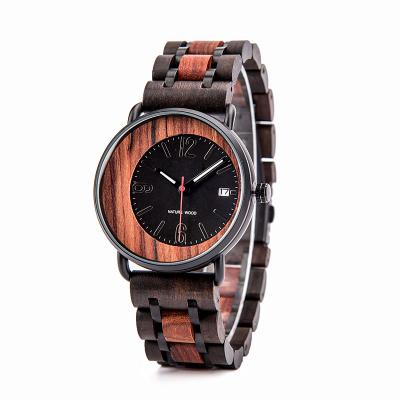 China Customizable Wooden Movement Luxury Wooden Wristwatch Dropshipping Japan Chronograph Men's Watch for sale