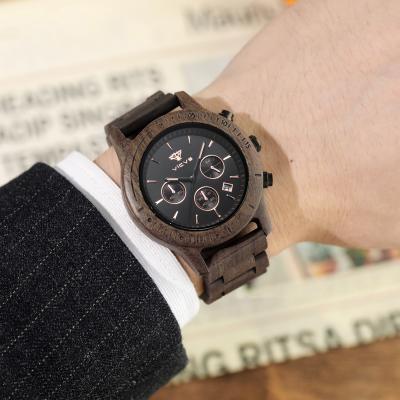 China Chronograph OEM ODM Custom Label Wooden Wristwatches Men Women Fashion Calendar Wooden Quartz Luxury Watches for sale