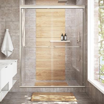 China SeaWin Modern Corner Nickel Frame Tempered Glass Bathroom Double Shower Aluminum Swept Sliding Door for sale