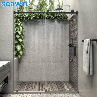 China SeaWin Easy Clean Glass Customized 12mm Frameless Hotel Extend Single Sliding Bathroom Shower Glass Door for sale