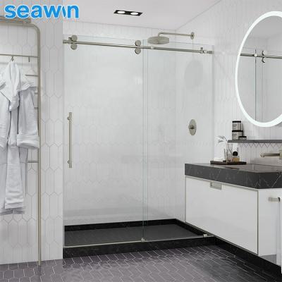 China Modern SeaWin Designs Frameless Single Sliding Clear Bathroom Tempered Glass Shower Door for sale