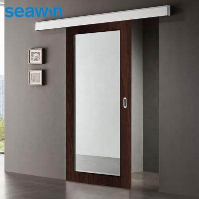 China European Bathroom Garage Sound Insulation SeaWin Style Mirror Barn Doors Soundproof Wooden Sliding for sale