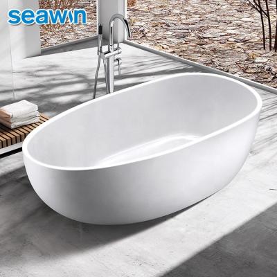 China Body Soaking SeaWin Mordern Hotel Designer Large Fiberglass White Freestanding Soaker Bathtub for sale