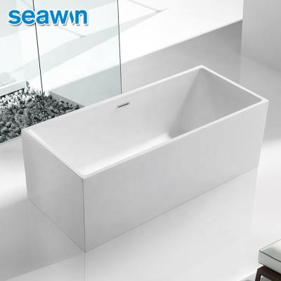 China Body Soaking SeaWin Luxury American Bathroom Family White Acrylic Rectangular Freestanding Bathtub for sale