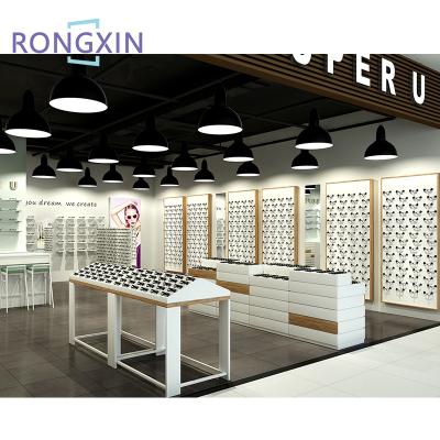 China Single Eyewear Optical Frame Wall Mount Sunglasses Show Rack Cabinets Furniture Store Optical Showroom Interior Decoration for sale